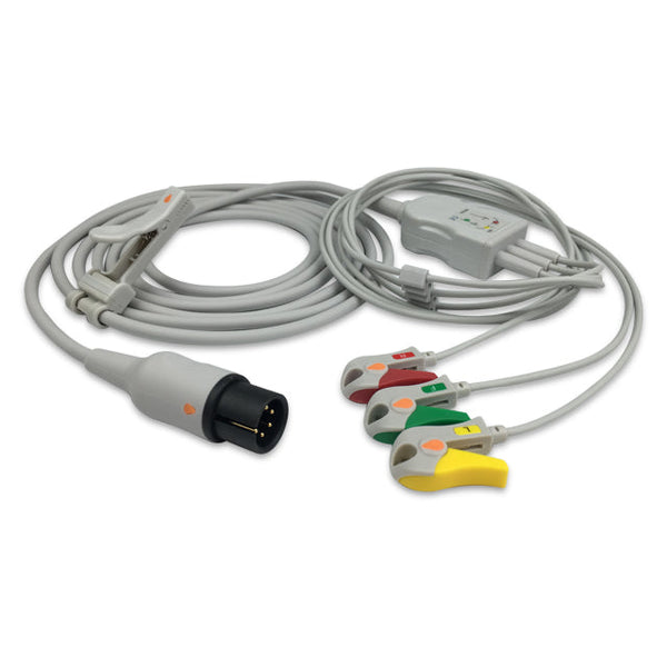 6016009 ECG Wires c/w AA Type MI 6P (Str.) - 3-lds Pinch Clamp / Grabber (IEC)