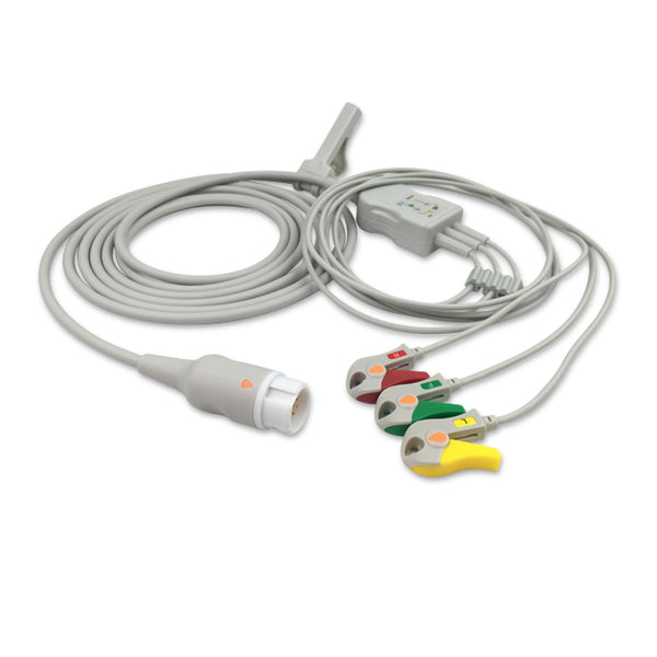 6016025 ECG Wires comp. w/ Philips - 3-leads Pinch Clamp / Grabber (IEC)