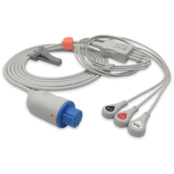 6016038 ECG Wires comp. w/ GE Datex - 3-leads Press Stud (AHA)