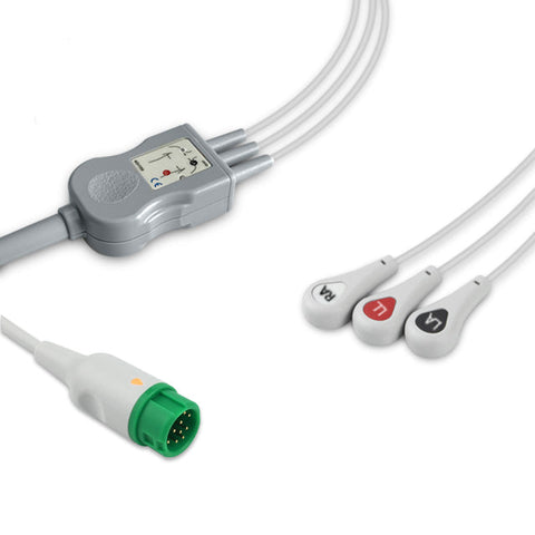 6016074 ECG Wires comp. w/ Mindray - 3-leads Press Stud (AHA)