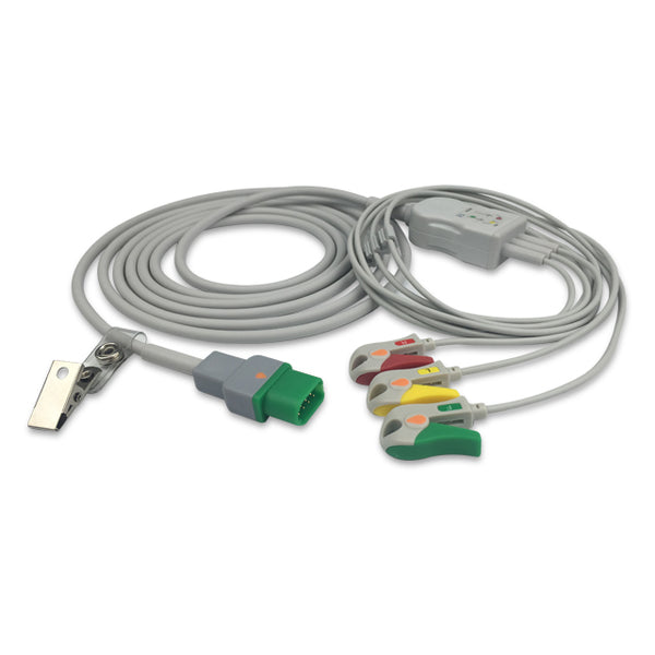 6016089 ECG Wires c/w Mindray-Datascope - 3-leads Pinch Clamp / Grabber (IEC)