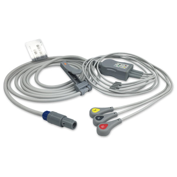 6016115 ECG Wires comp. w/ GE LOGIQ - 3-leads Press Stud (IEC)