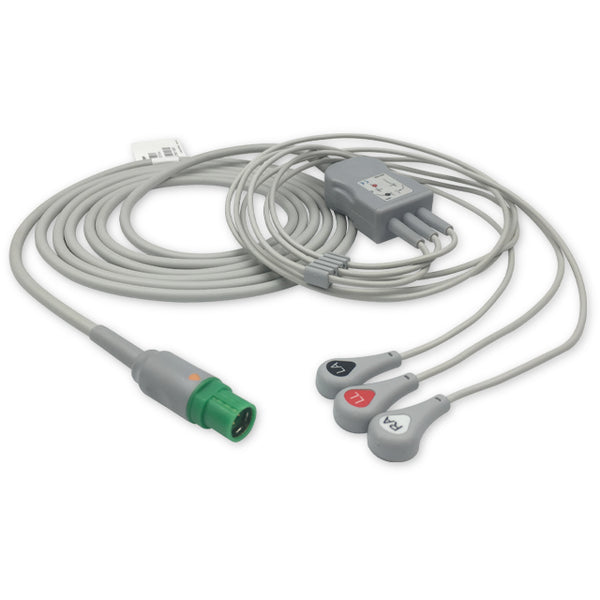 6016130 ECG Wires comp. w/ Draeger - 3-leads Press Stud (AHA)