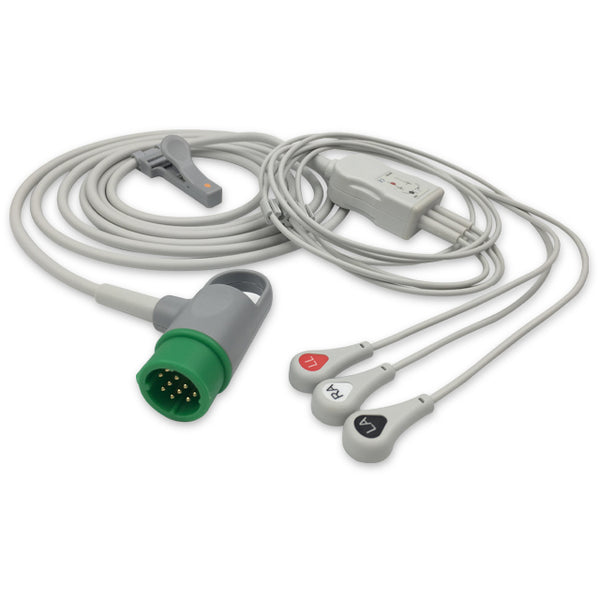 6016174 ECG Wires comp. w/ Medtronic - 3-leads Press Stud (AHA)