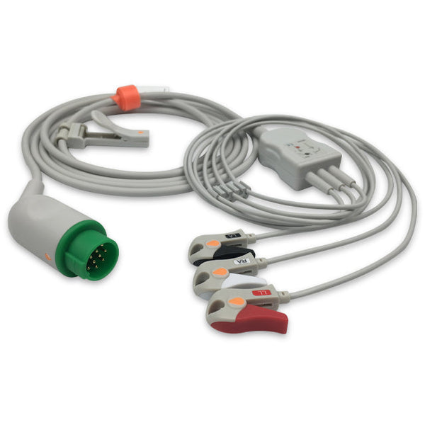 6016224 ECG Wires comp. w/ Biolight - 3-leads Pinch Clamp / Grabber (AHA)