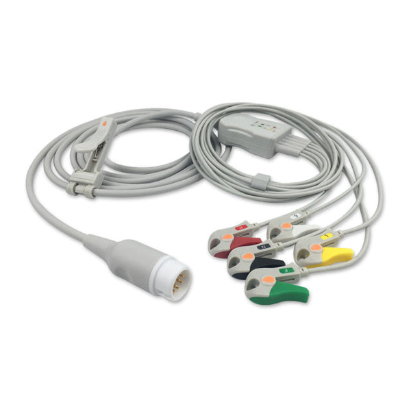 6016349 ECG Wires comp. w/ Philips - 5-leads Pinch Clamp / Grabber (IEC)