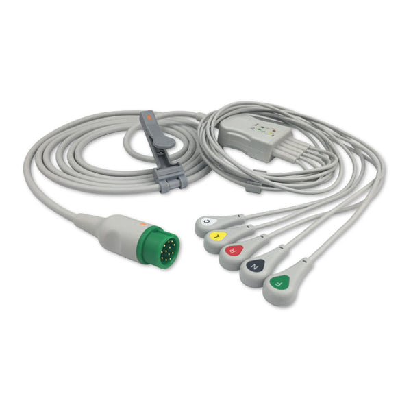 6016391 ECG Wires comp. w/ Mindray - 5-leads Press Stud (IEC)