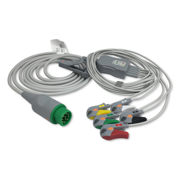 6016417 ECG Wires comp. w/ Siemens - 5-leads Pinch Clamp / Grabber (IEC)
