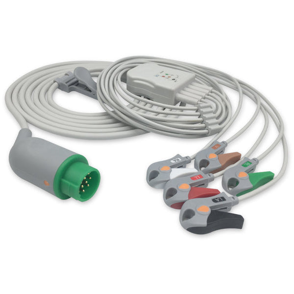 6016420 ECG Wires comp. w/ ron - 5-leads Pinch Clamp / Grabber (AHA)
