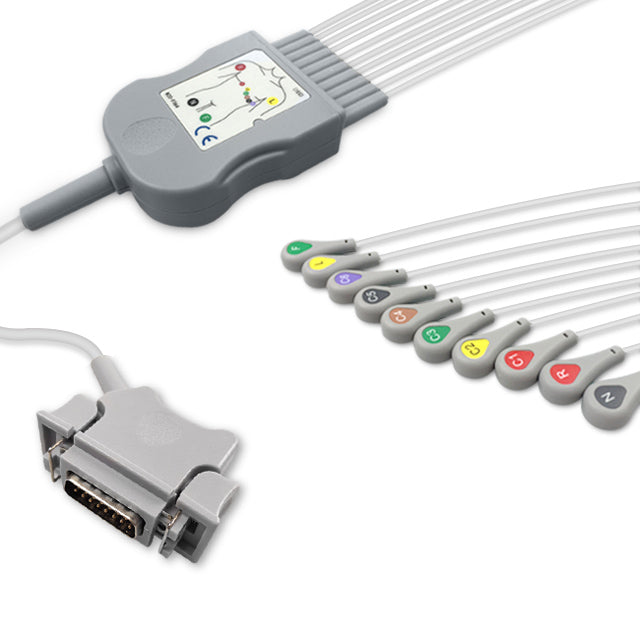 6017972 Patient Cable comp w/ GE Hellige - 10-Leads (IEC)