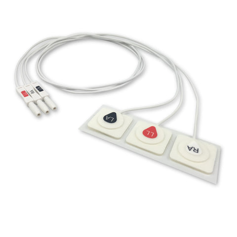 6017862 Disp. ECG Wires (X-Ray) - D-Type 3-leads - w/ electrodes (AHA)