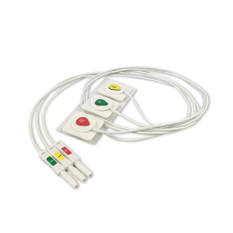 6017863 Disp. ECG Wires (X-Ray) - D-Type 3-leads - w/ electrodes (IEC)