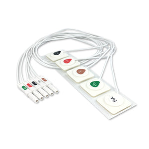6017866 Disp. ECG Wires (X-Ray) - D-Type 5-leads - w/ electrodes (AHA)