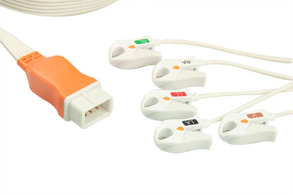 6017753 Disp. ECG Wires - COVIDIEN-Type 5-leads - Pinch Clamp / Grabber (AHA)