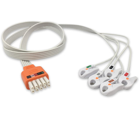 6017783 Disp. ECG Wires - DT-Type 5-leads - Pinch Clamp / Grabber (AHA) - 827