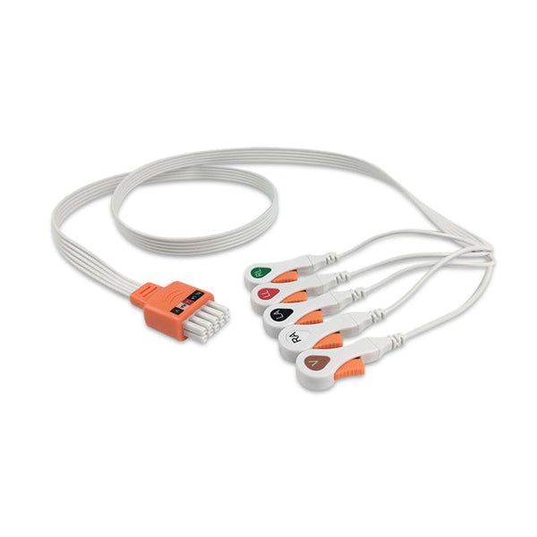6017769 Disp. ECG Wires - DT-Type 5-leads - Press Stud (AHA) - 827