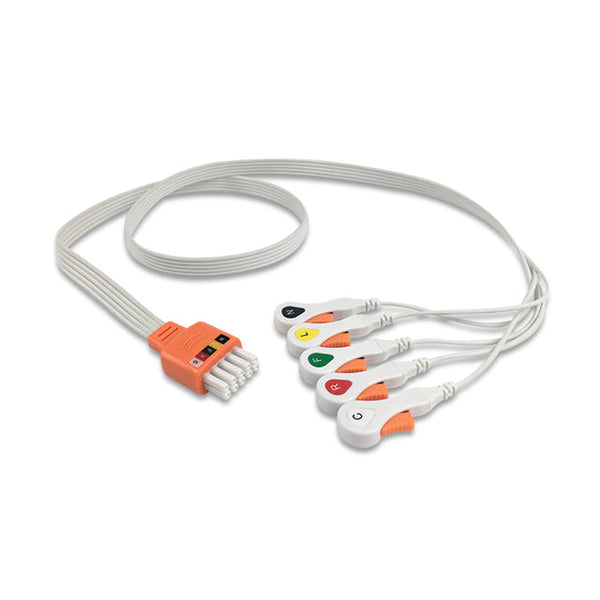 6017770 Disp. ECG Wires - DT-Type 5-leads - Press Stud (IEC) - 827