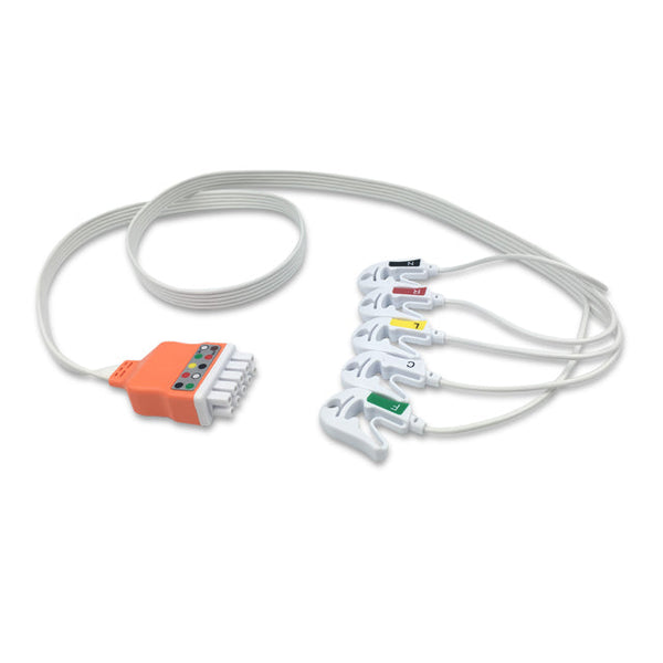 6017762 Disp. ECG Wires - MQ-Type 5-leads - Pinch Clamp / Grabber (IEC)