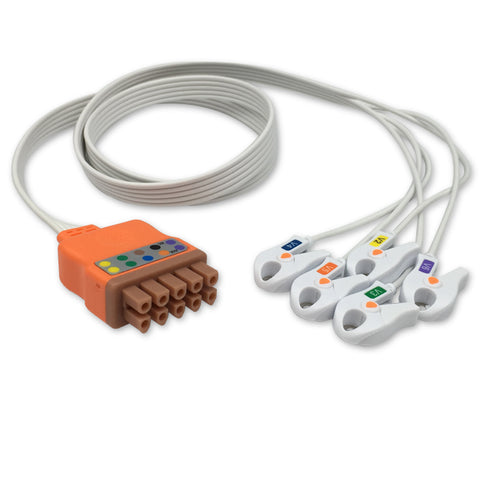 6017803 Disp. ECG Wires - MQ-Type 5-leads - Pinch Clamp / Grabber (AHA) - 808Z