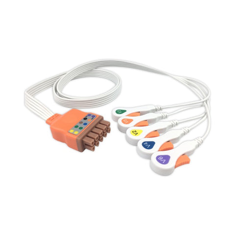 6017805 Disp. ECG Wires - MQ-Type 5-leads - Press Stud (AHA) - 808Z