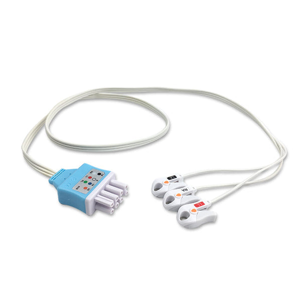 6017729 Disp. ECG Wires - NKB-Type 3-leads - Pinch Clamp / Grabber (AHA) - 824Z