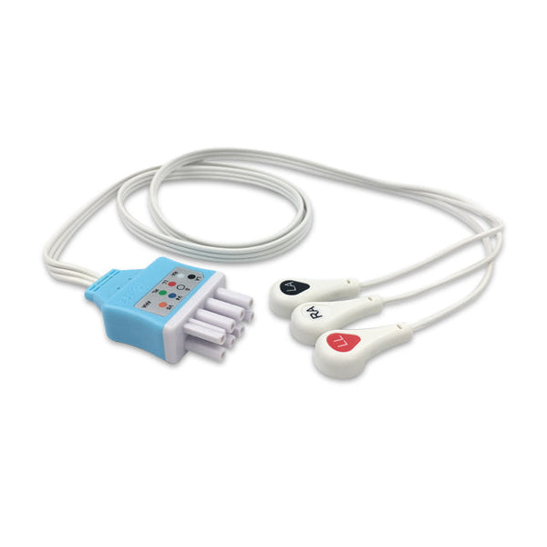 6017731 Disp. ECG Wires - NKB-Type 3-leads - Press Stud (AHA) - 824Z