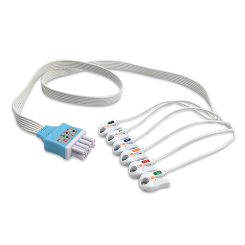 6017833 Disp. ECG Wires - NKB-Type 6-leads - Pinch Clamp / Grabber (AHA) - 824Z