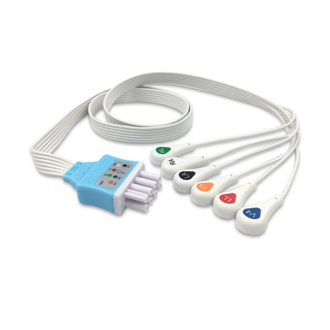 6017835 Disp. ECG Wires - NKB-Type 6-leads - Press Stud (AHA) - 824Z