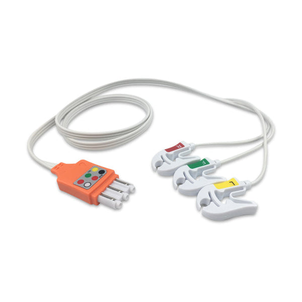 6017706 Disp. ECG Wires - PH-Type 3-leads - Pinch Clamp / Grabber (IEC)