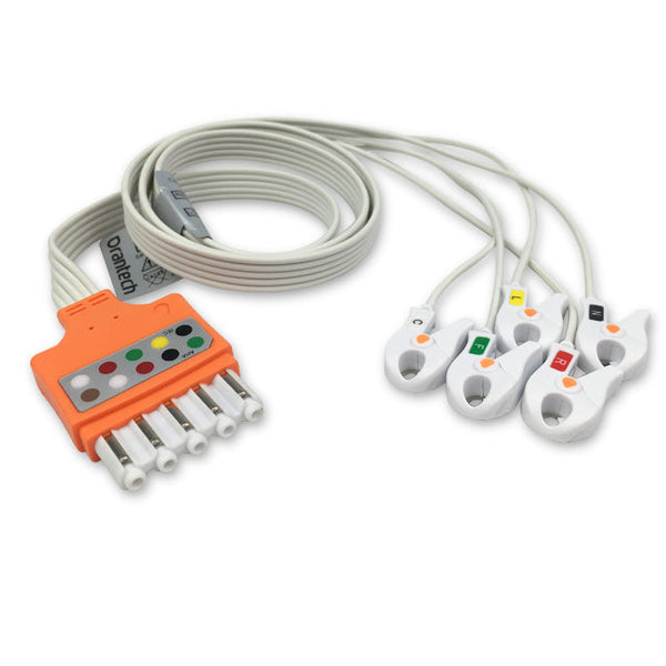 6017758 Disp. ECG Wires - PH-Type 5-leads - Pinch Clamp / Grabber (IEC)
