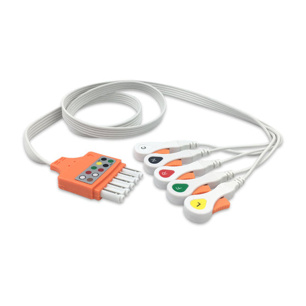 6017760 Disp. ECG Wires - PH-Type 5-leads - Press Stud (IEC)