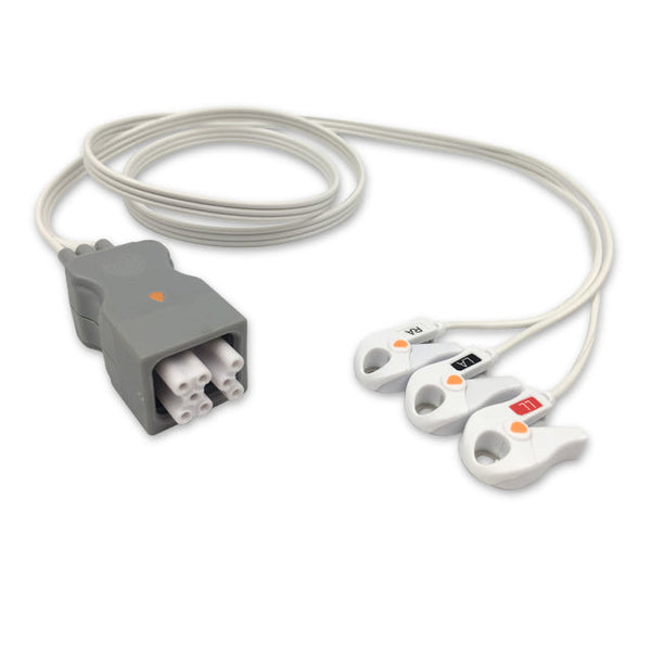6017741 Disp. ECG Wires - AF-Type 3-leads - Pinch Clamp / Grabber (AHA) - 809