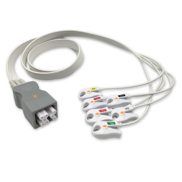 6017837 Disp. ECG Wires - AF-Type 6-leads - Pinch Clamp / Grabber (AHA) - 811