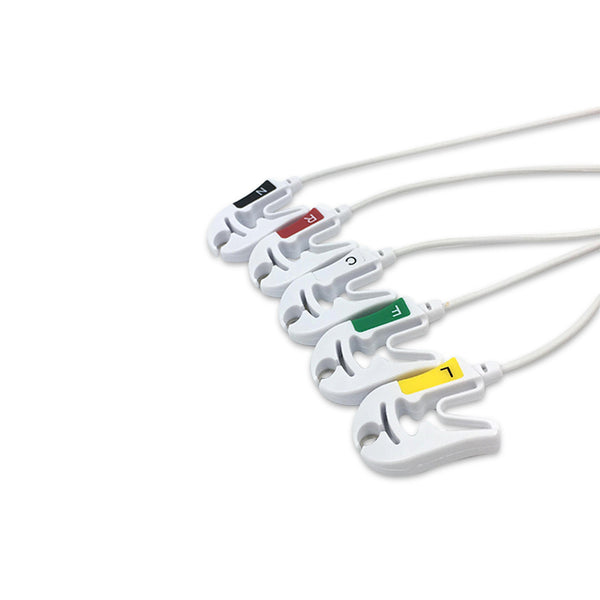 6017790 Disp. ECG Wires - Philips-MX40 5-leads - Pinch Clamp / Grabber (IEC)