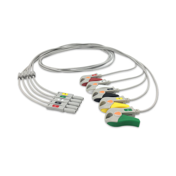 6017442 ECG Wires D-Type 5-leads - Pinch Clamp / Grabber (IEC) - 841L-5
