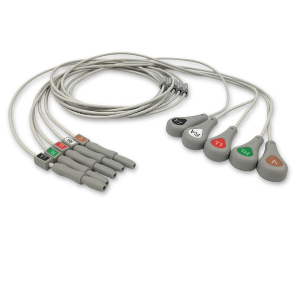6017443 ECG Wires D-Type 5-leads - Press Stud (AHA) - 841L-5