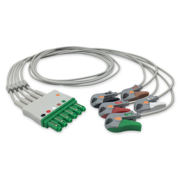 6017461 ECG Wires DG-Type 5-leads - Pinch Clamp / Grabber (AHA) - 816
