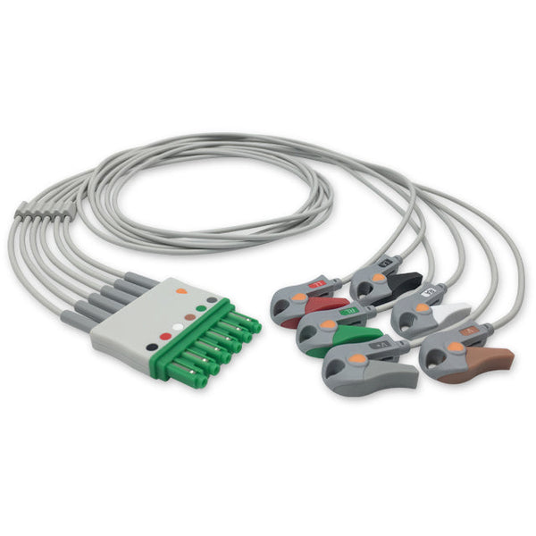 6017629 ECG Wires DG-Type 6-leads - Pinch Clamp / Grabber (AHA) - 817