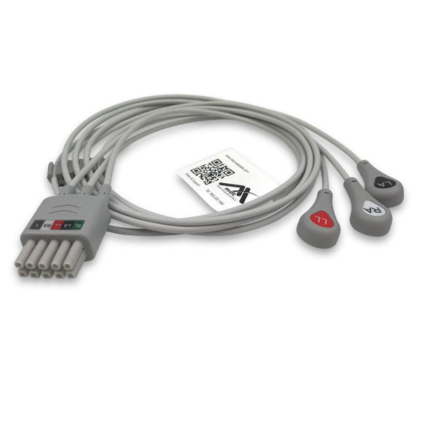 6017233 ECG Wires DT-Type 3-leads - Press Stud (AHA) - 826