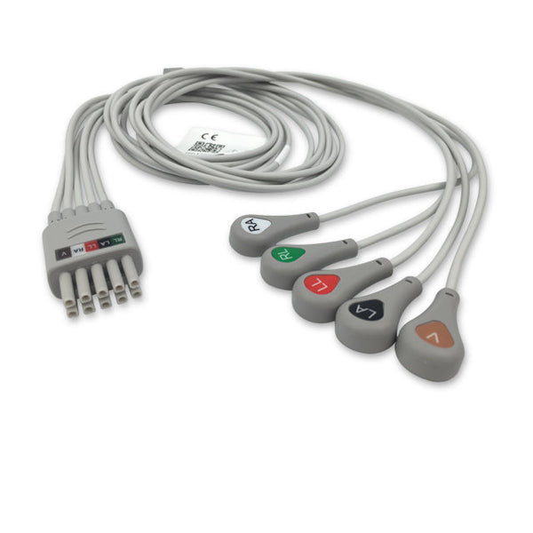 6017439 ECG Wires DT-Type 5-leads - Press Stud (AHA) - 827