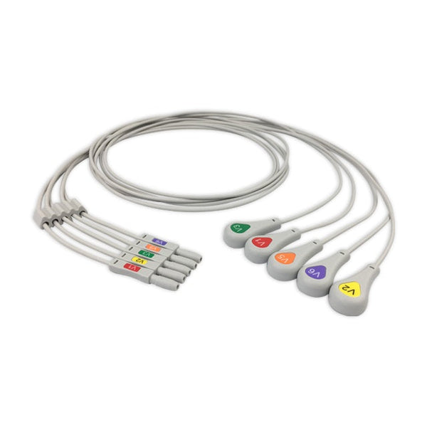 6017585 ECG Wires D-Type-Chest lds 5-lds - Press Stud (AHA) - 841L-5
