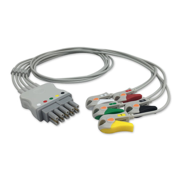 6017394 ECG Wires DX Type 5-leads - Pinch Clamp / Grabber (IEC) - 819