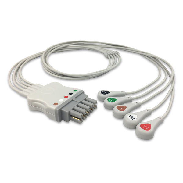 6017395 ECG Wires DX Type 5-leads - Press Stud (AHA) - 819