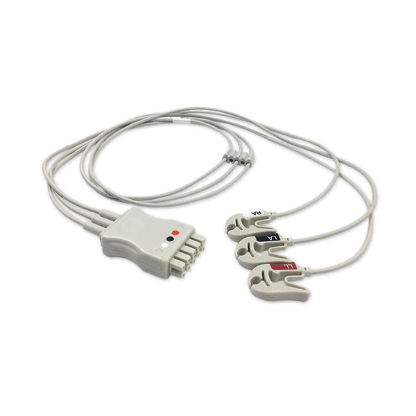 6017171 ECG Wires MQ Type 3-leads - Pinch Clamp / Grabber (AHA) - 806