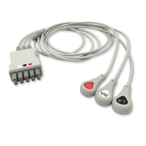 6017173 ECG Wires MQ Type 3-leads - Press Stud (AHA) - 806