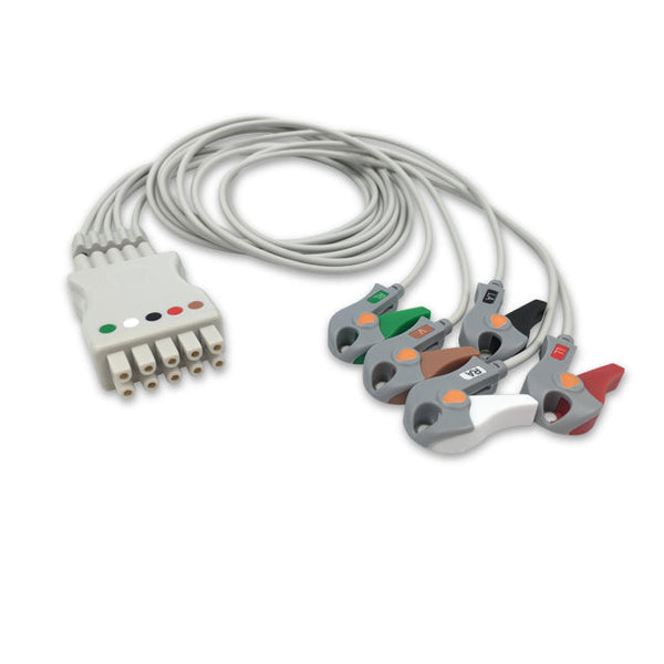 6017381 ECG Wires MQ Type 5-leads - Pinch Clamp / Grabber (AHA) - 807
