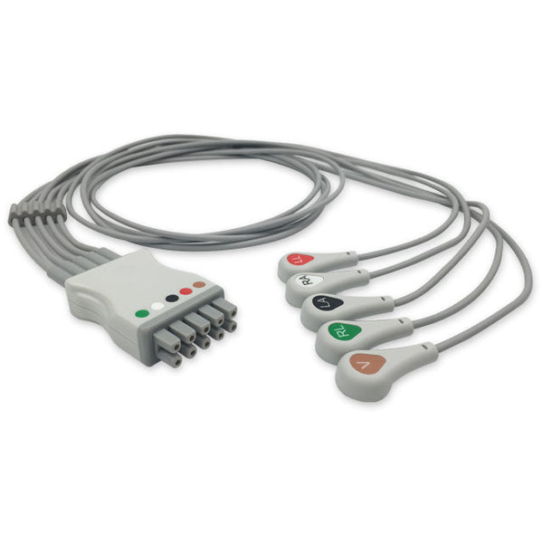 6017383 ECG Wires MQ Type 5-leads - Press Stud (AHA) - 807