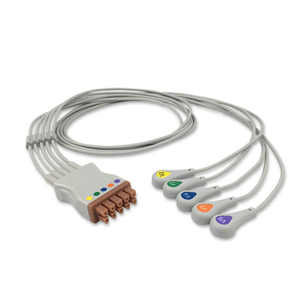 6017391 ECG Wires MQ Type-Chest leads 5-leads - Press Stud (AHA) - 808