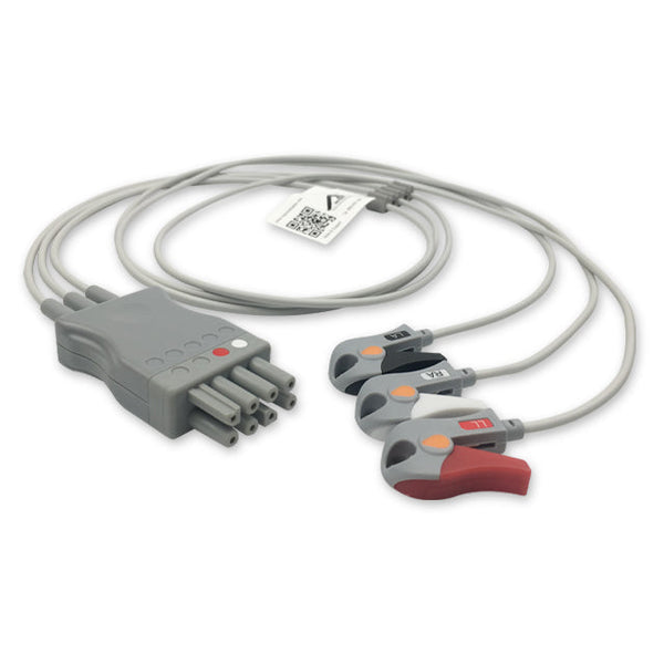 6017203 ECG Wires NKB-Type 3-leads - Pinch Clamp / Grabber (AHA) - 824