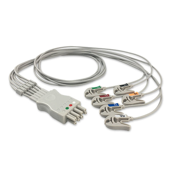 6017621 ECG Wires NKB-Type 6-leads - Pinch Clamp / Grabber (AHA) - 825